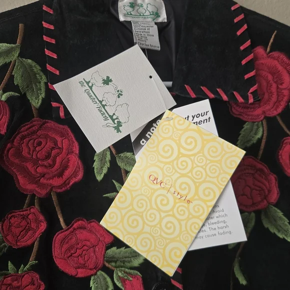 QUACKER FACTORY XS Black Leather Jacket Embroidered Biker Romantic Western NWT - Picture 11 of 14